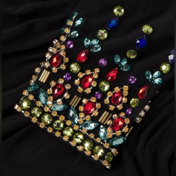 MAC DUGGAL Multi Colored Cuff Drop One Shoulder Black Gown size 10 NWT $398 - Picture 10 of 11